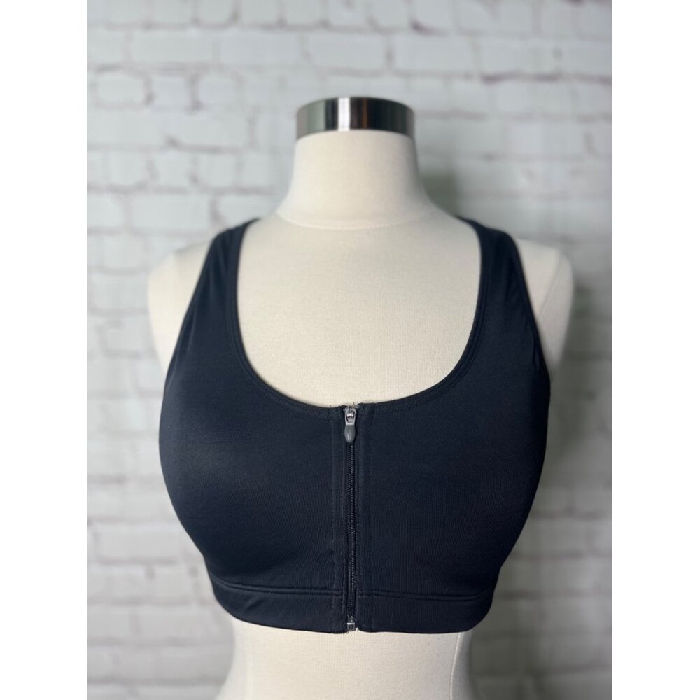Saucony Black Zip front Sport Bra 36C